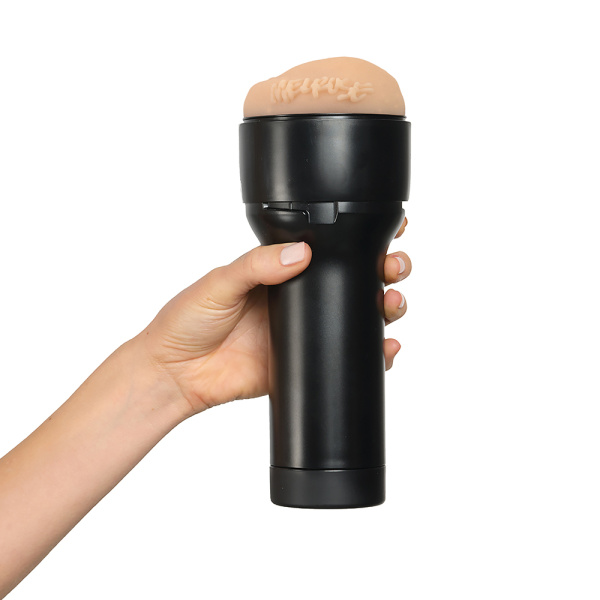 FeelMelRose stroker held in hand straight