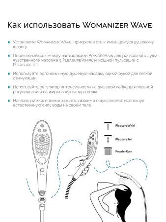 26807700 - Насадка для душа Womanizer Wave белая | Казанова 69